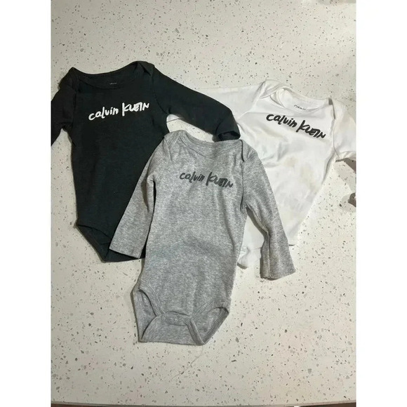 Calvin Klein Other - CALVIN KLEIN onepiece unisex logo minimalistic baby 3-6 months bundle of 3